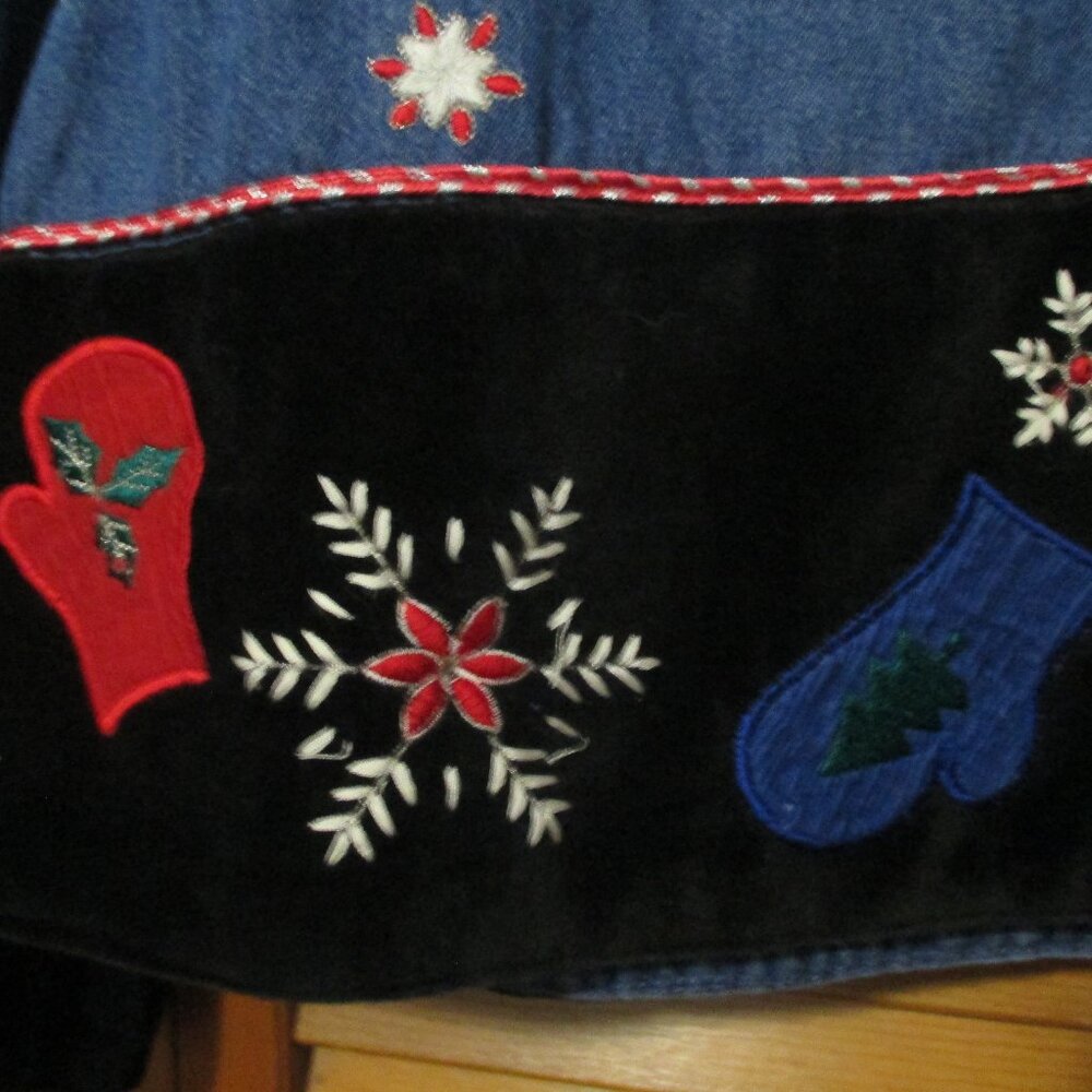 Tantrums Vintage top denim Christmas snowmen - Picture 7 of 11